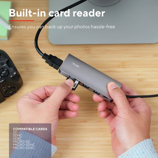 Hub USB Trust – Répartiteur USB – Hub de distribution USB – Extension de ports USB – Gris
