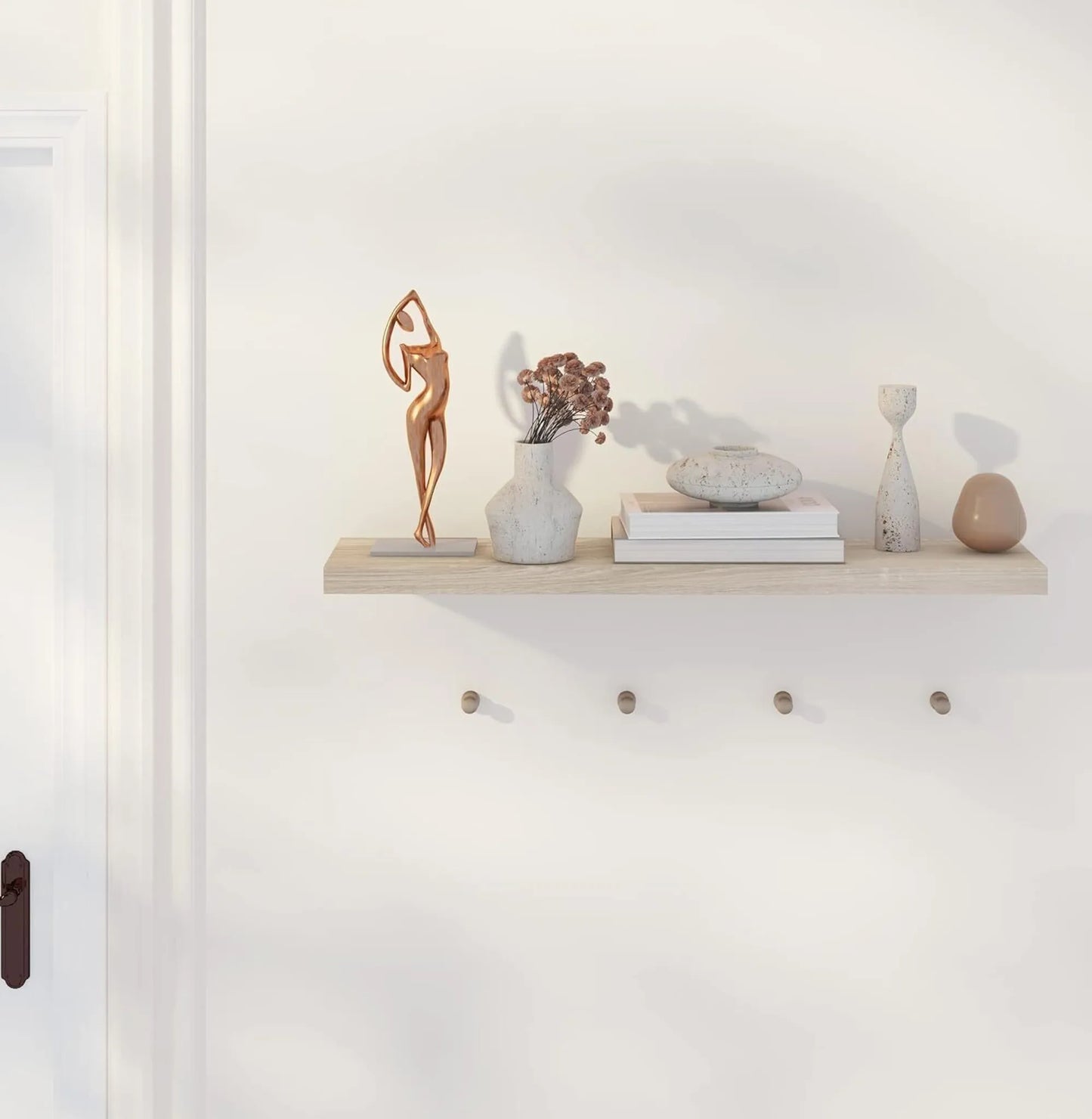 EUGAD Etagère murale flottante - avec supports de fixation métalliques dissimulés, trous pré-percés et placage rustique - pour salon et cuisine - bois Mdf gris - 60 x 23 x 3.8 cm