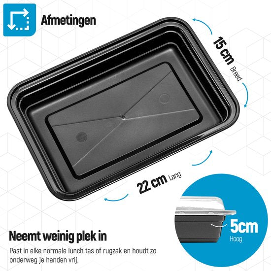 Fitcrafters Meal Prep Trays - Plateaux fraîcheur - Plateaux congélation - 20 pièces - 1 compartiment - 1L - sans BPA