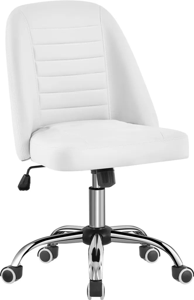 Chaise de bureau Yaheetech blanche, ergonomique et rembourrée