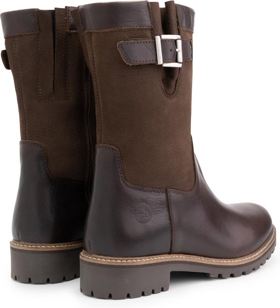 Travelin' Gyland Bottes en cuir pour dames - Bottes doublées de laine - Cuir marron foncé