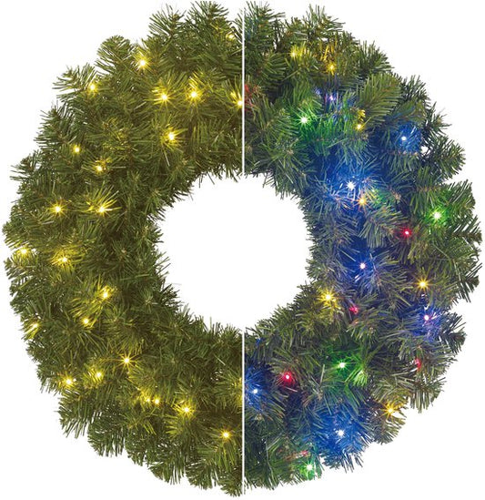Black Box Trees Limber : couronne de Noël - Décoration de Noël avec éclairage LED pour l'intérieur et l'extérieur - Couronne de porte pour une entrée pleine de charme - H 15 x Ø 60 cm, en plastique - Vert