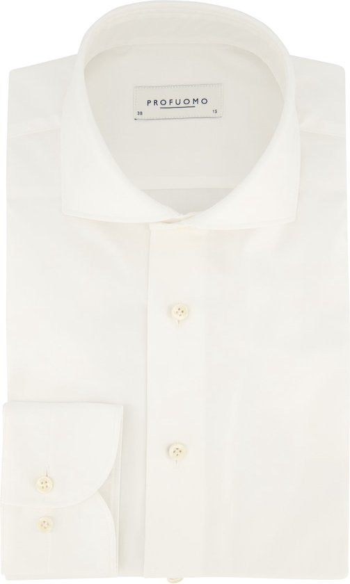 Chemise homme slim fit Profuomo - sergé - blanc - Repassage facile - Taille : 39