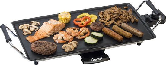 Plaque de cuisson Bestron - ABP602 - 2000 W - Gourmet, plaque de grill M 47 x 26 cm - 4 à 6 personnes - Noir - Garantie 5 ans