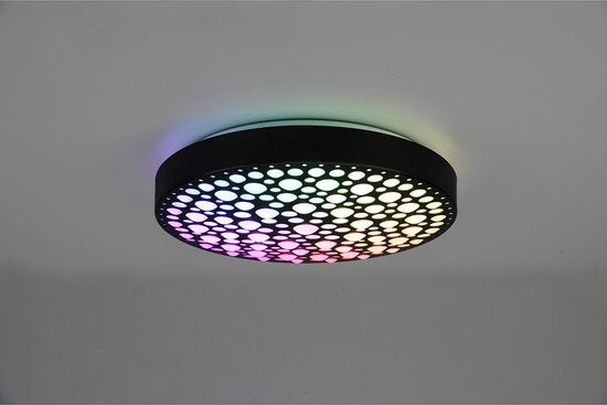 Reality - Plafonnier LED - Éclairage de plafond - 22 W - Couleur réglable - RGB - Télécommande - Intensité variable - Rond - Noir - Plastique