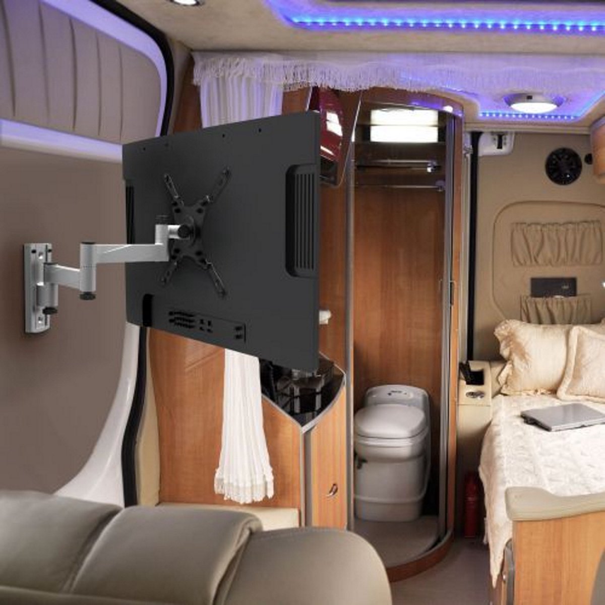 Support TV pour caravane/camping-car/camion/autobus - orientable et inclinable - jusqu'à 42 pouces