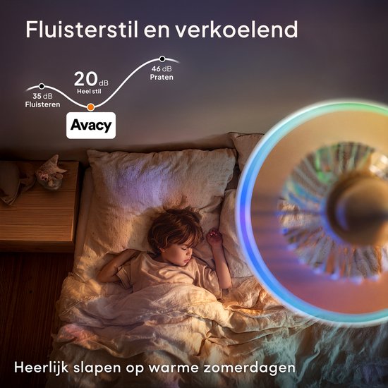 Ventilateur de plafond Avacy avec éclairage - Ventilateur-plafonnier - Plafonnier - LED RGBW - Tuya Wi-Fi Smart - Télécommande - ⌀ 50 cm - Blanc
