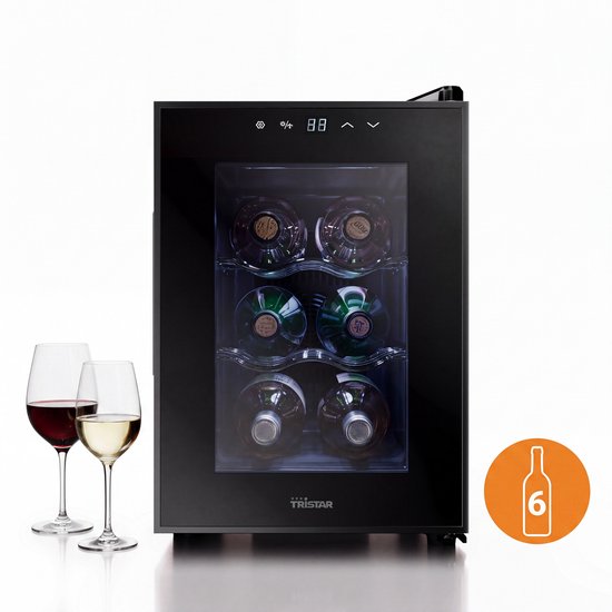 Tristar WR-7506 - Cave à vin 6 bouteilles - Armoire à vin - 5 ⁰C à 18 ⁰C - Noir