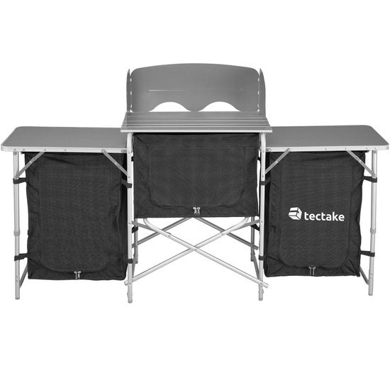 Tectake - cuisine de camping dim. 172 x 52 x 104cm noir - 403344