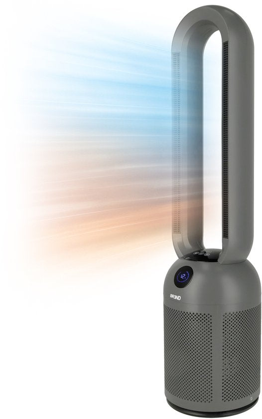 BREND BR-2243 Chauffage par ventilateur sans pales - 2200 Watts - sans pales - affichage LED - minuterie - oscillation - sans danger pour les enfants et les animaux - gris foncé