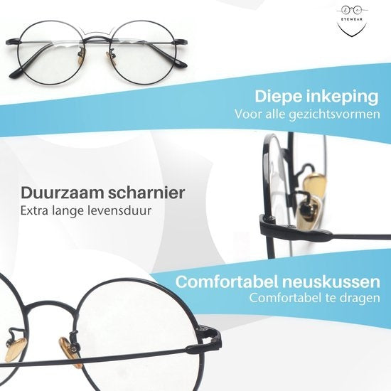 LC Eyewear Lunettes d'ordinateur - Lunettes à lumière bleue - Lunettes d'affichage - Métal - Unisexe - Noir