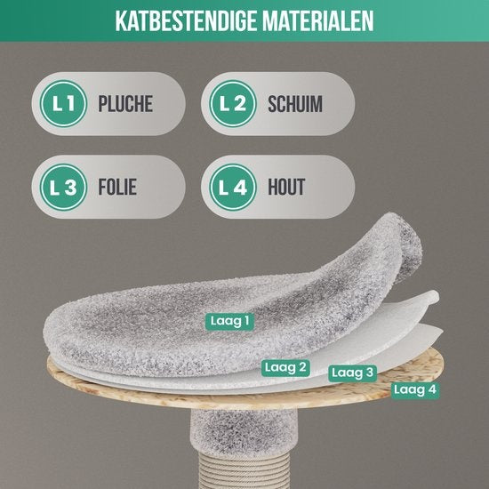 Avalo Scratching Post For Cats With 7 Levels - 137x49x49 CM - Light Grey - Scratching Post For Large Cats