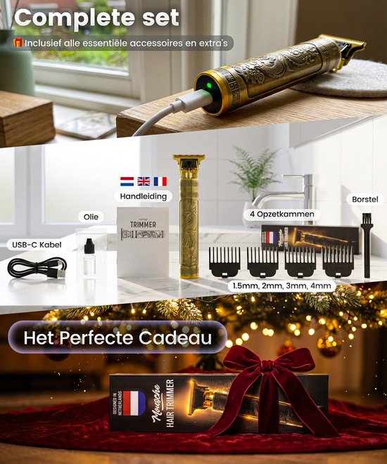 Tondeuse pour cheveux pour hommes - Kit de tondeuse pour cheveux et barbe - Tondeuse à barbe et tondeuse à cheveux - USB-C