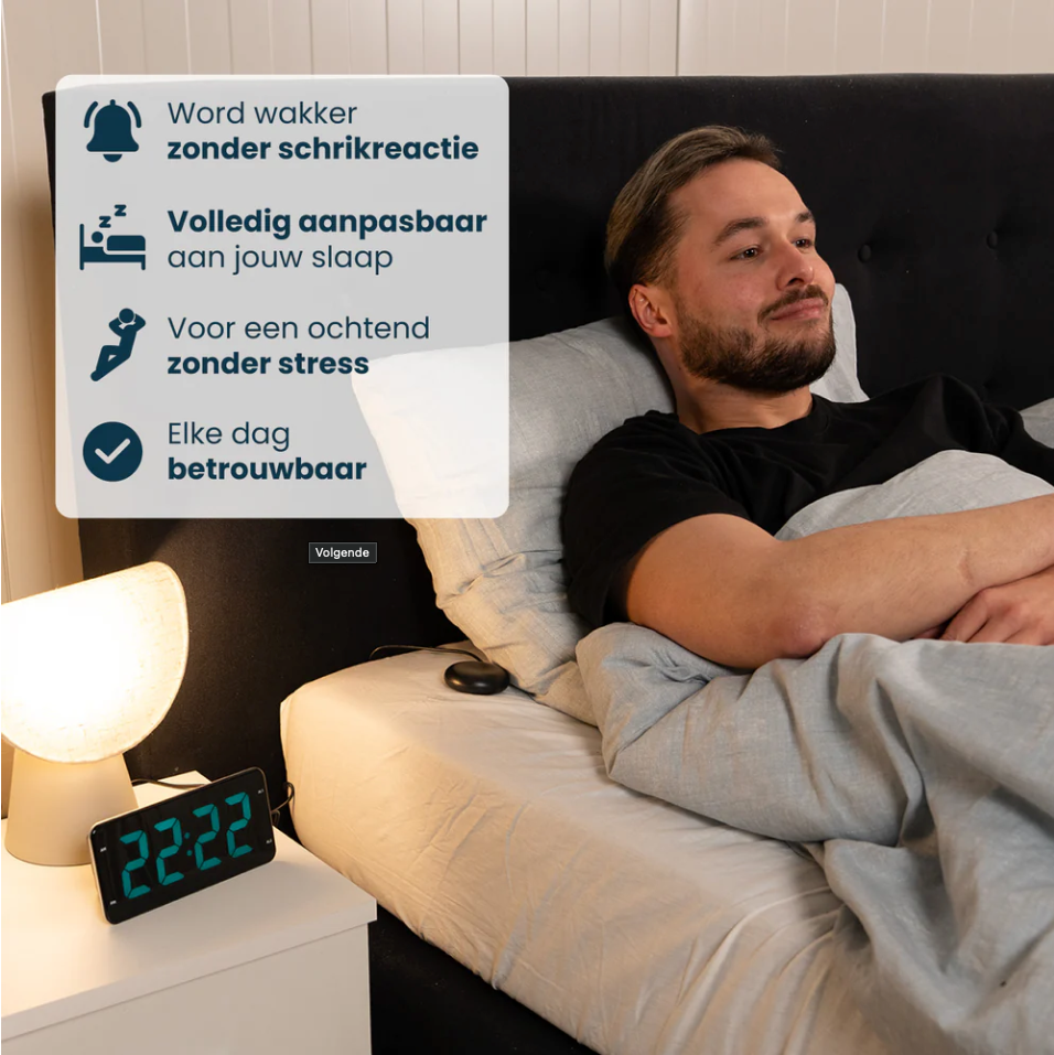 Réveil DreamCare Pulse avec fonction vibration et vibreur de lit – Doté d'un écran entièrement réglable en luminosité, d'une double alarme et d'une fonction snooze – Pour les gros dormeurs et les malentendants – Plastique noir – Câble de 180 cm