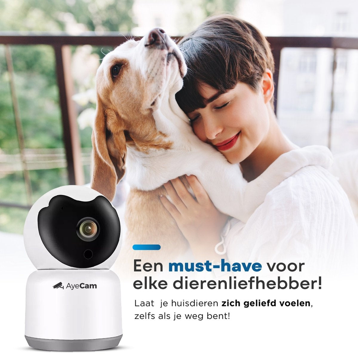 AyeCam Pet Camera - Avec App - Incl. 32GB SD - WiFi - Détection de mouvement et de son - Caméra de sécurité - Caméra pour chien