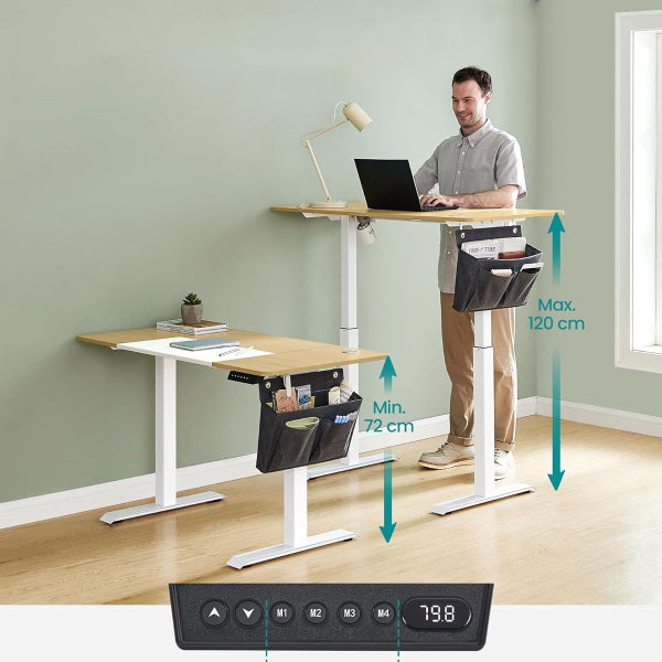 Bureau à réglage électrique Songmics - 120 x 60 cm - Beige/Blanc