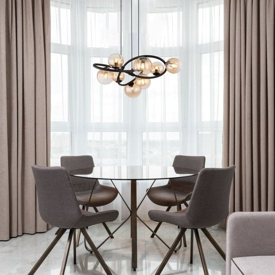 Globo - lampe suspendue - Tuberius - laiton noir - verre métal - Ø 65cm - G9 - 56141-8H