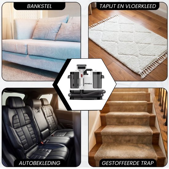 Powell Carpet Cleaner - Stain Cleaner - Sofa Cleaner - Furniture Cleaner - Carpet Vacuum Cleaner - Cleaning Machine - Carpet Cleaner - 450 Watt - White