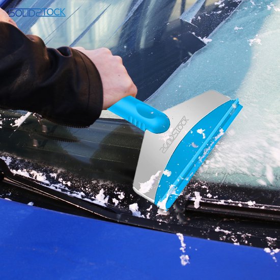 SolidStock Grattoir à glace pour voiture - Grattoir pour voiture - Extra large - Grattoir pour vitres - Design ergonomique - Bleu