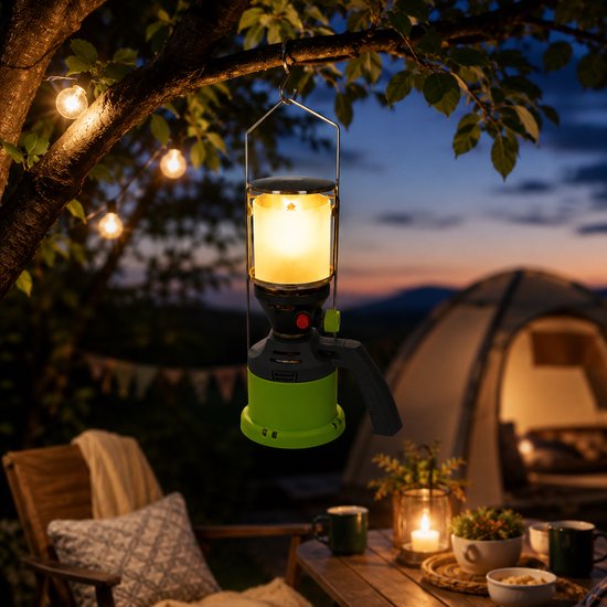 Lampe à gaz Kinzo – Lampe de camping à gaz – Avec allumage piézoélectrique et poignée – 3 manchons à gaz inclus – 500 W
