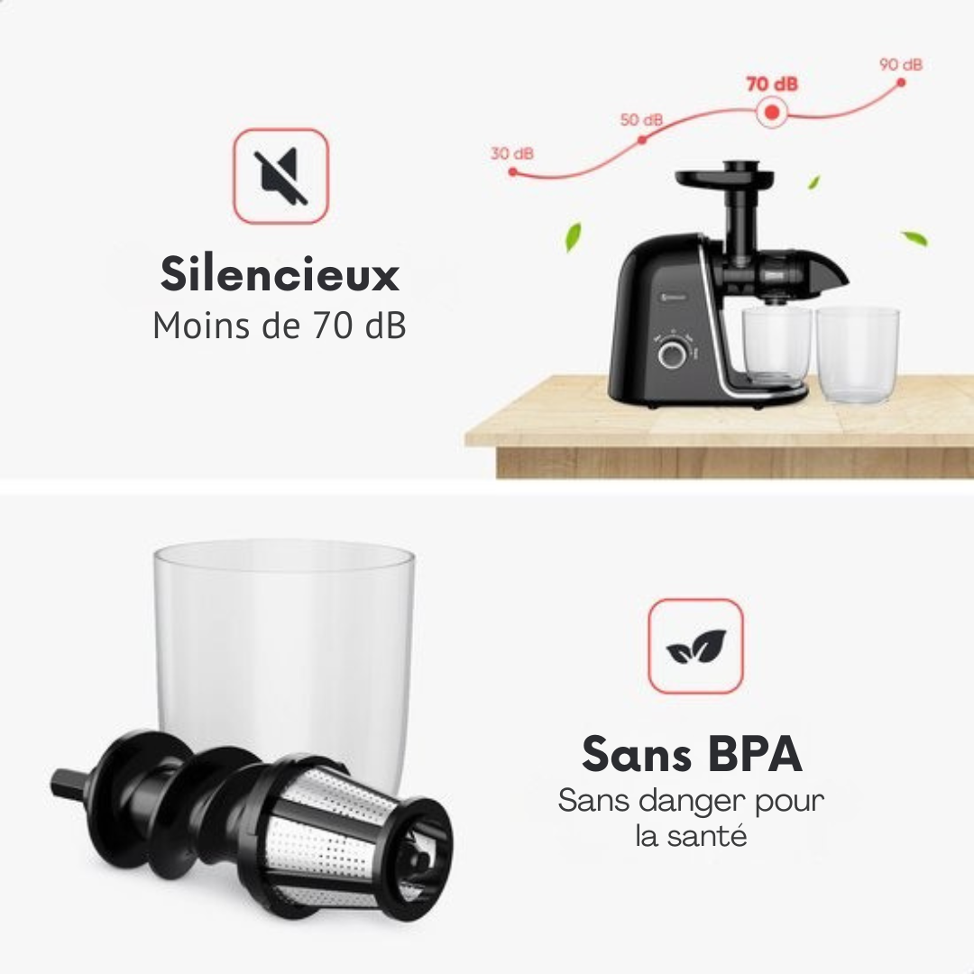 Extracteur de jus Kitchenwell - 700ml - Presse-agrumes avec récipient à pulpe - Presse-légumes et fruits - Sans BPA - Noir