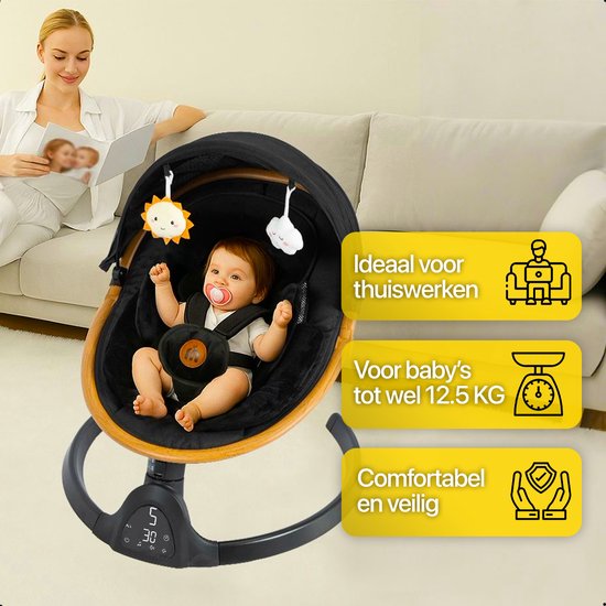 MATTI® - Berceuse électrique - Balançoire pour bébé - Balançoire - Babyswing - Bluetooth et télécommande inclus
