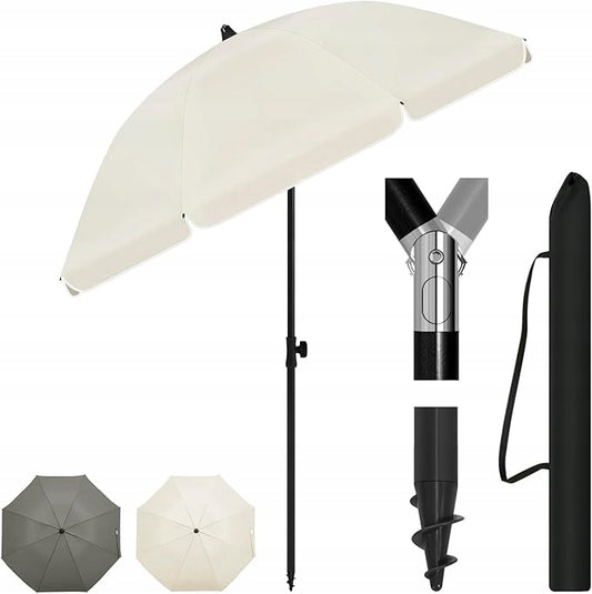 Parasol de balcon Woltu inclinable - Beige - 155 x 175 cm