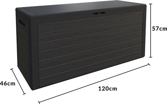 Deuba Storage Box Anthracite 120 x 46 x 57cm - Extérieur - Convient pour la terrasse, le balcon et le jardin
