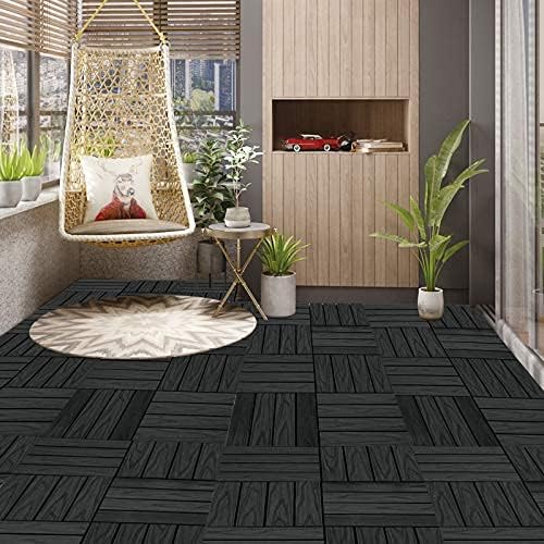 Woltu WPC Terra Tiles 30x30 cm - Anthracite - Click System - 22 Pièces (2 m²)