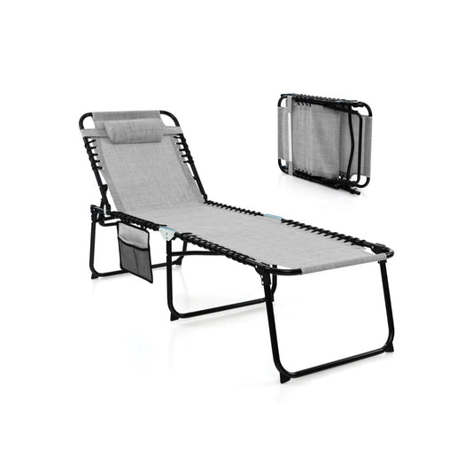Coast Garden Lounger - Bain de soleil avec poche latérale et appui-tête - pliable - avec dossier réglable - gris