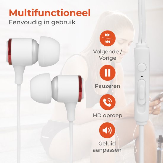 Nuvance - Ecouteurs avec fil - Connexion jack 3,5 mm - Ecouteurs avec fil - Ecouteurs intra-auriculaires avec fil et microphone - Blancs