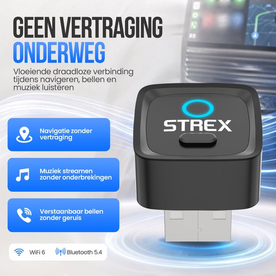 Adaptateur sans fil Strex compatible avec Apple CarPlay et Android Auto - Dongle sans fil - USB-A et USB-C - Plug and Play