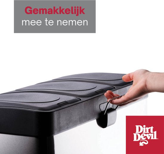 Dirt Devil Pedal bin 3x 15L - Poubelle Séparation des déchets - acier inoxydable - Silver