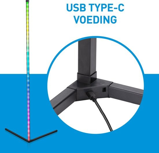 Lampe de sol à LED - Grundig - Lampadaire - 140cm - Dimmable RGBW et lumière blanche - Incl. télécommande et détecteur de musique