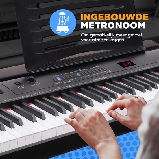 Finesse Digital Piano - 88 touches lestées - Stand & Stool - Piano à clavier - Piano électrique - Adulte & Enfant