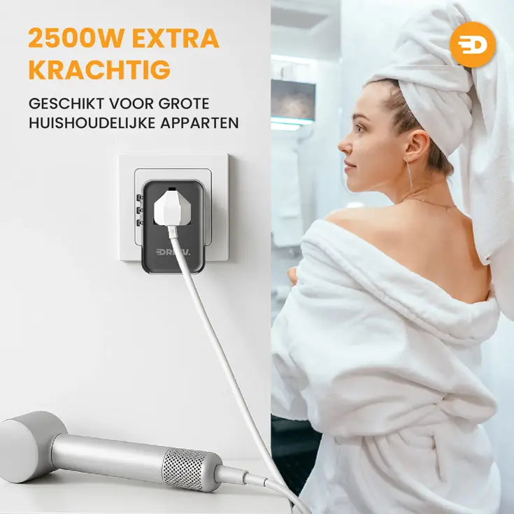 Drivv. Adaptateur universel USB-C 45 W - compatible avec plus de 180 pays - 3 ports USB-C et 2 ports USB-A - Adaptateur de voyage compact