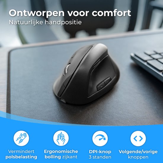 Souris ergonomique Nuvance - Souris sans fil - Souris Bluetooth - Souris sans fil - Silencieuse - Souris d'ordinateur - Wireless Mouse - Pour droitiers