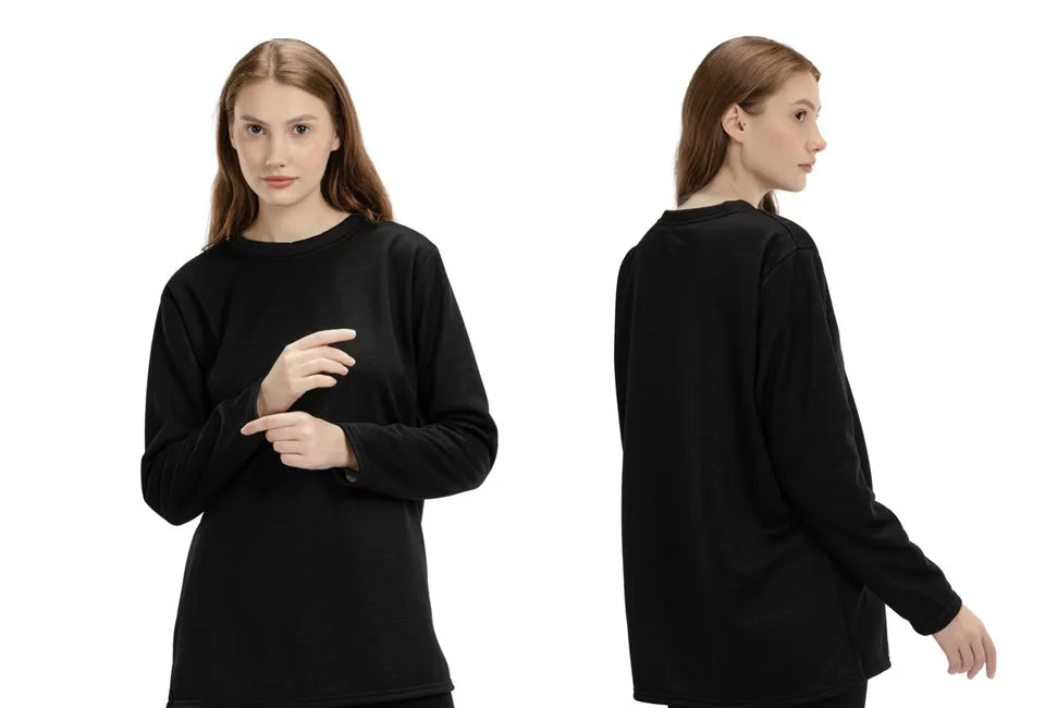 Tunique en polaire Milanoro pour femme - Doublée pour plus de chaleur - Noire - Taille L