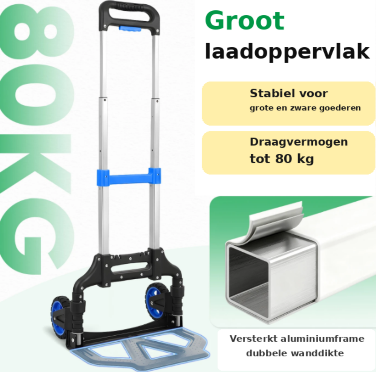 Chariot pliant Sekey en aluminium - Capacité de charge de 80 kg - 3,5 kg