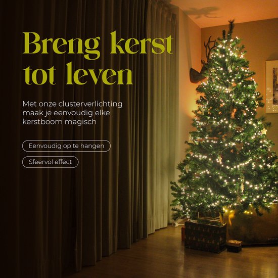 Giftmas Christmas Tree Lights - Lumières de Noël pour l'extérieur - 9M Cluster Lights - 450 Warm White LEDs - Indoor and Outdoor - Warm Atmosphere Lights
