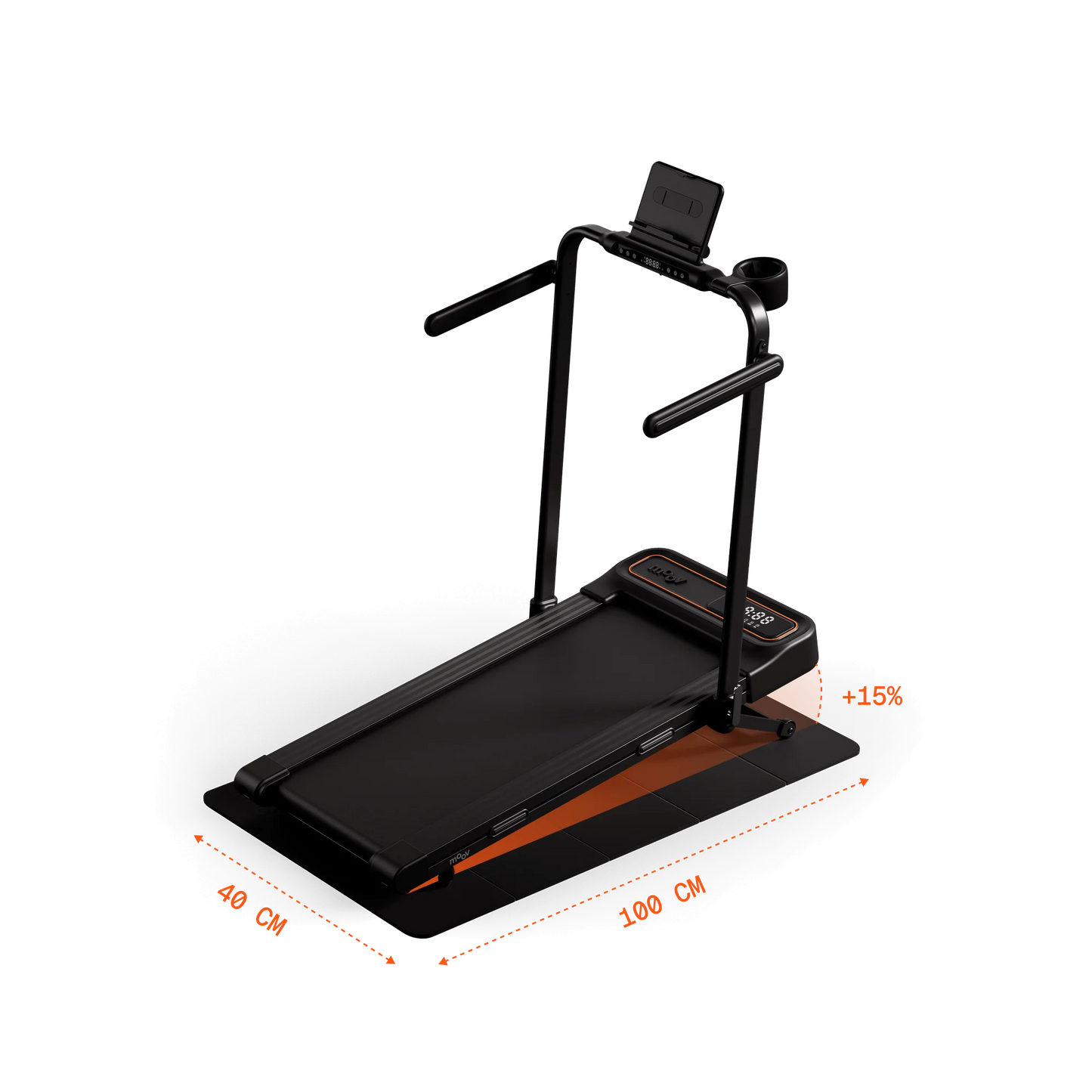 Moov Walk Plus - Tapis de course compact avec inclinaison automatique jusqu'à 15 % et Bluetooth