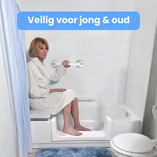 Poignée avec ventouse - Pour la douche - 2 pièces - Poignée de douche pour la salle de bain - Barre murale - Modèle extra sûr et solide - 40cm - Luft