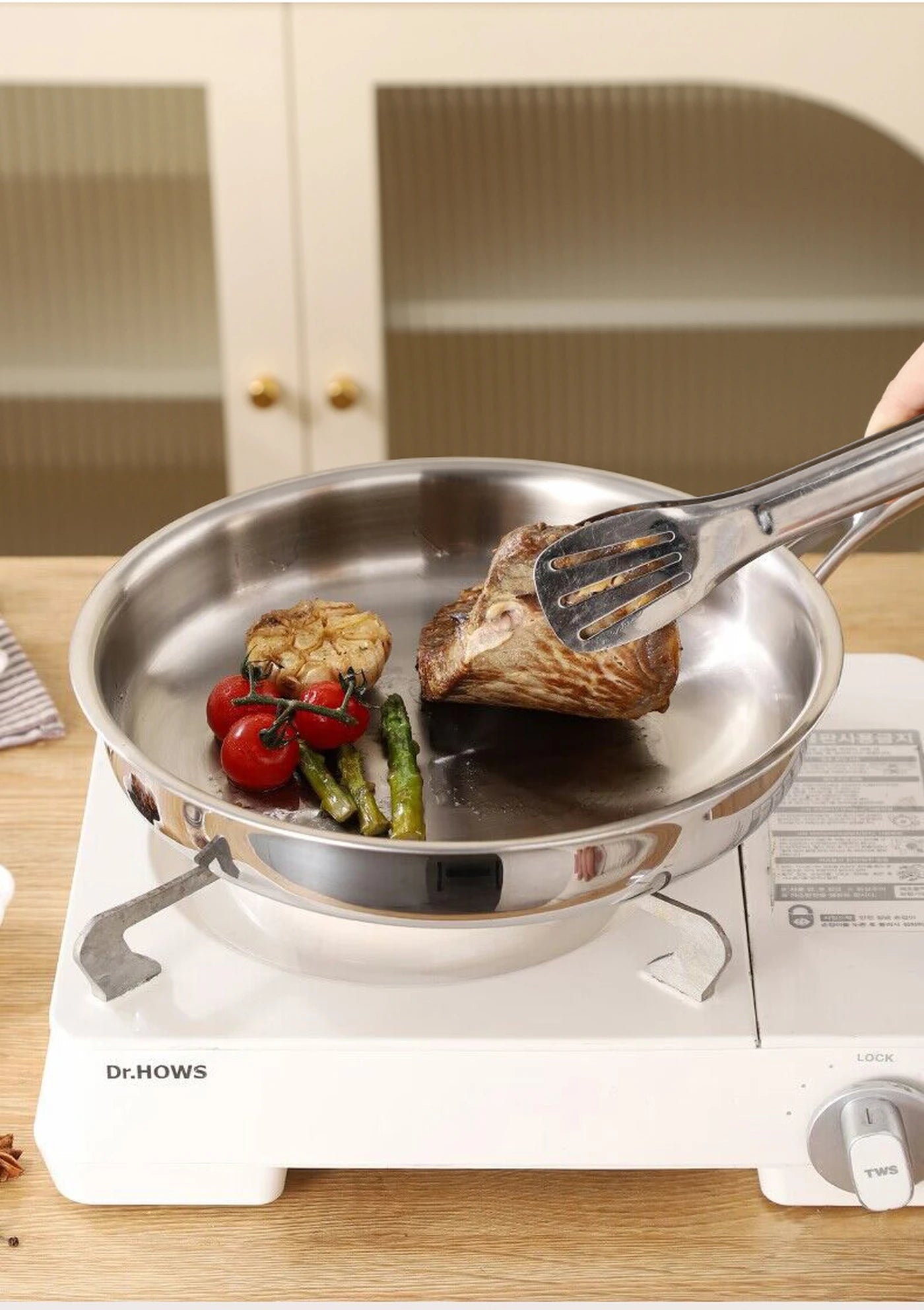 Poêle PURECOOK en acier inoxydable à triple épaisseur, 28 cm - Acier inoxydable 304 - Argent - Compatible avec tous les types de plaques de cuisson