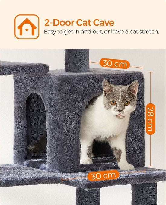 Arbre à chat - Arbre à chat avec hamac - Arbre à chat 143 cm - gris fumé
