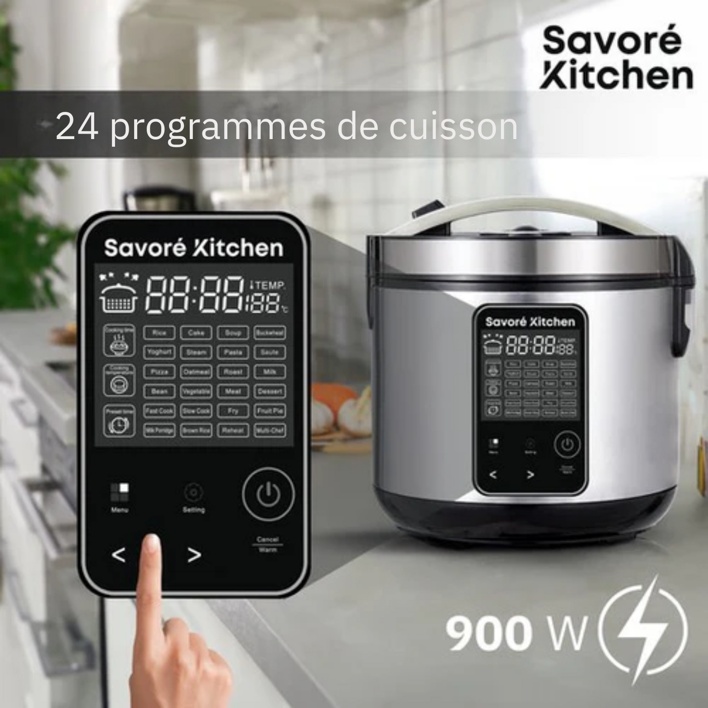 Mijoteur Multicuiseur - Savoré Kitchen - 5L avec 24 fonctions de cuisson - Cuiseur à riz - Cuiseur vapeur - Commande tactile