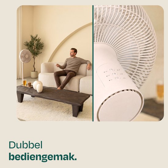 Ventilateur de sol VONROC - 3 vitesses – télécommande incluse - minuterie - réglable sur 3 hauteurs - beige
