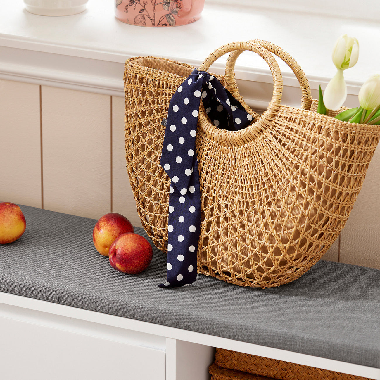 SoBuy FSR119-W Meuble à chaussures avec siège - 90 x 24 x 46 cm - Blanc/gris