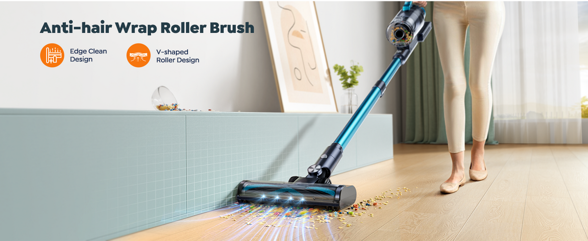 Aspirateur balai sans fil BuTure VC60 450 W – 38 kPa – 55 min – 3 modes d'aspiration – Bleu