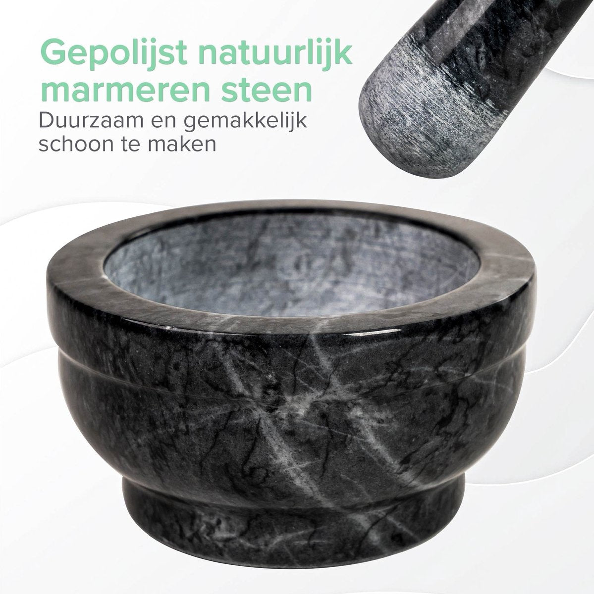 Mortier Coninx - Mortier avec pilon - Broyeur à épices - Ø15 X H8CM - Marbre noir poli