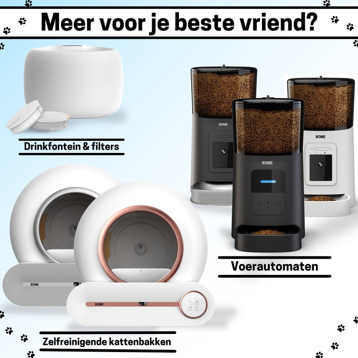 BOME Abreuvoir - Fontaine pour chat - 2,5 litres - Abreuvoir pour chat et chien - Fontaine à eau pour chat - Rinçage automatique